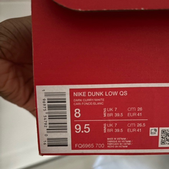 NIKE DUNK LOW QS DARK CURRY/WHITE - Picture 7 of 7